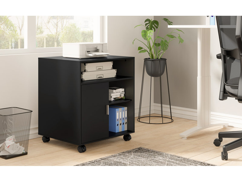 Haile 23.6'' Wide 5 - Shelf Storage Cabinet, Black