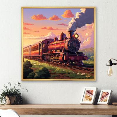 «Sunset Train Voyage In Usa I» - art mural train
