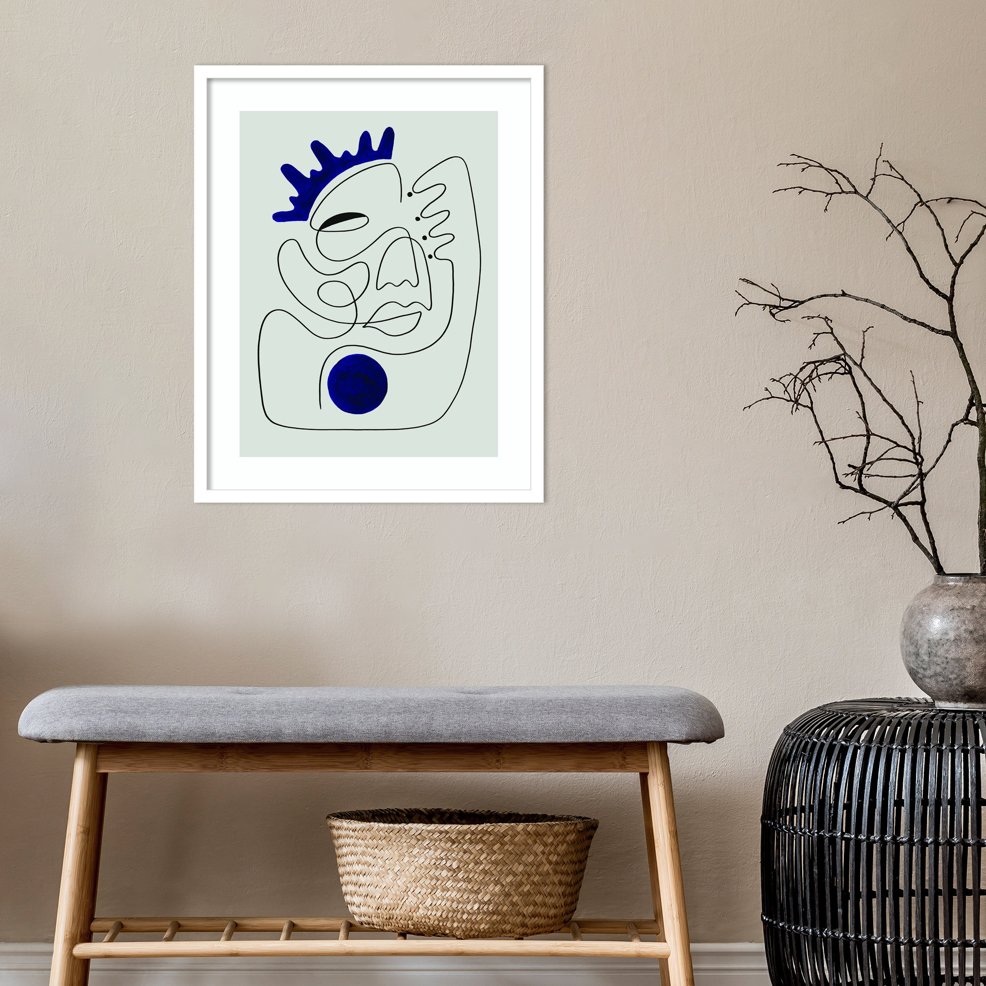 El Rey by Shatha Al Dafai, 41.38" H x 33.38" W x 0.875" D, White Framed