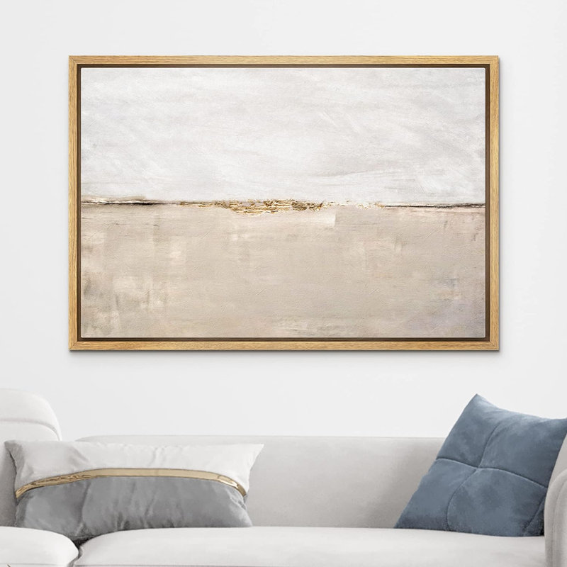 Natural Framed Geometric Abstract Canvas Wall Art 24" x 36"