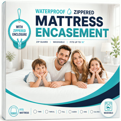 Waterproof Mattress Encasement With Zipper Soft Mattress Protector Breathable and Hypoallergenic