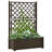 Garden Planter Flower Box With Trellis, Mocha Brown Plastic, Drainer