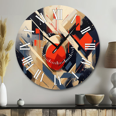 Horloge murale rouge et noire à profondeur I - formes abstraites