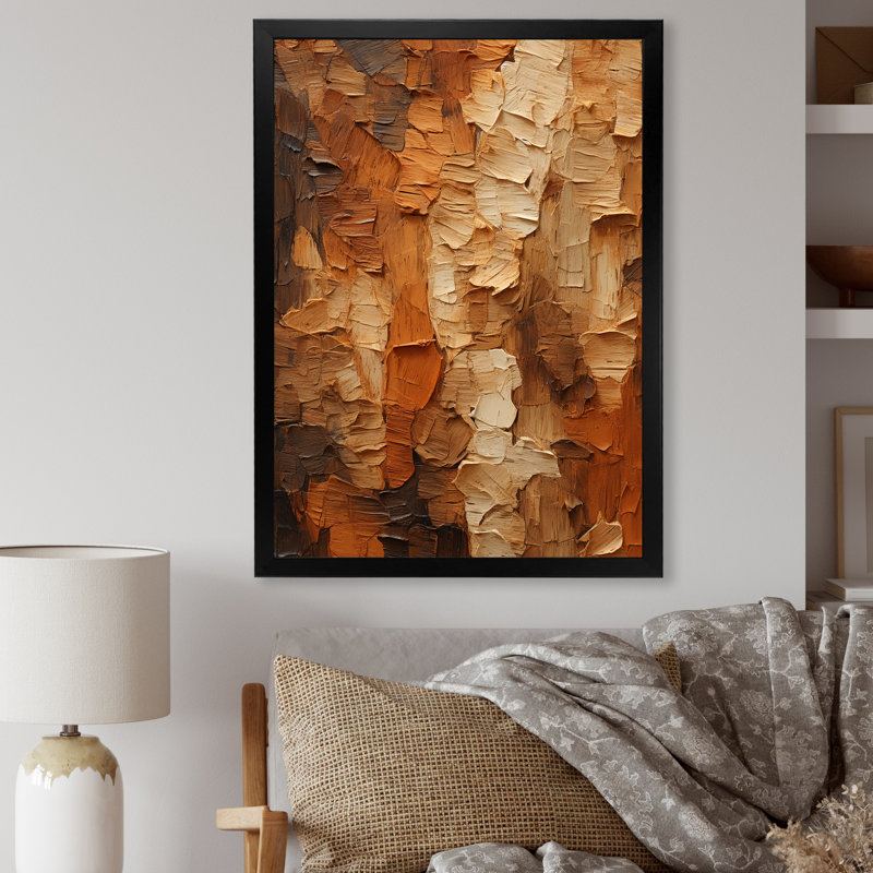 «Brown Tree Bark Essence 2», reproduction sur toile encadrée, H 32 po x l 16 po x P 1 po, Cadre simple noir