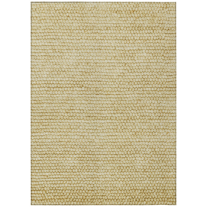 Machine Washable Indoor/Outdoor Chantille ACN2719 Striped Rug, Gold, 3' x 5'