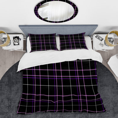 Ensemble de housse de couette en microfibre noir / mauve 2 pièces