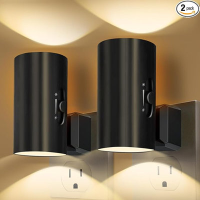 LED Plug In Night Light, Dusk To Dawn Light Sensor, Night Lights Plug Into Wall, 0-100LM Adjustable Brightness Night Light, Soft White 3001K, Dimmable Night Lights For Hallway Bedroom Stairway, 2 Pack