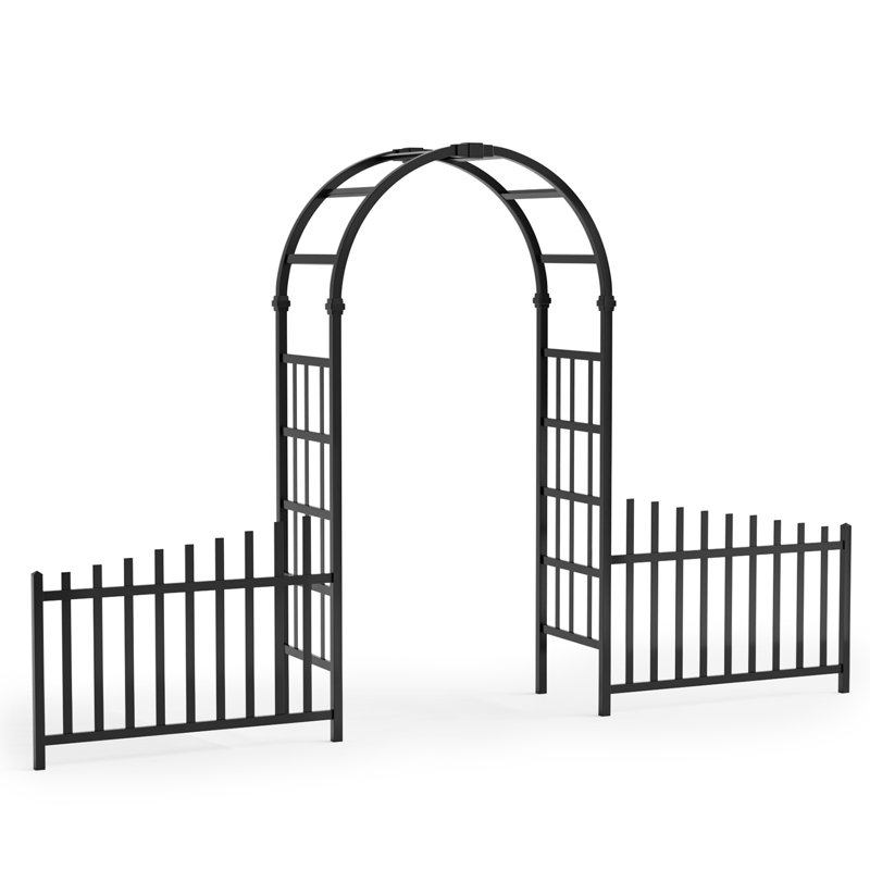Tonnelle de jardin en vinyle noir 7 pi avec clôtures, Noir