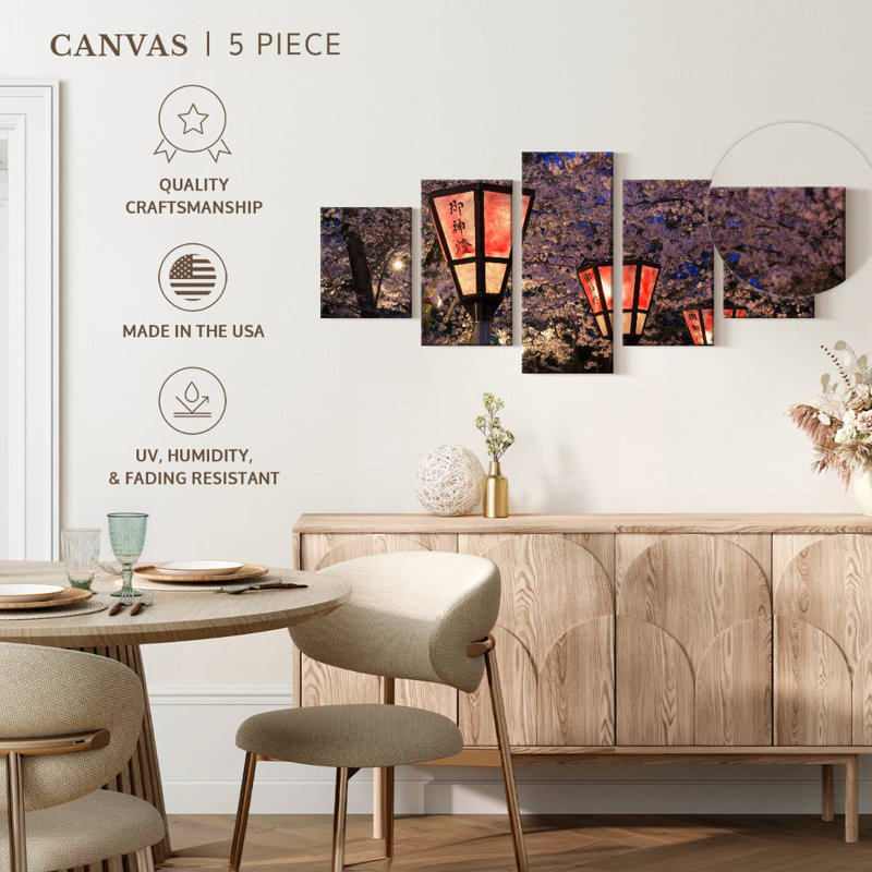 Sakura Lanterns, 24" H x 55" W