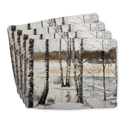 Ensemble de 4 napperons en polyester tressé Winter Swamp - Décoration intérieure