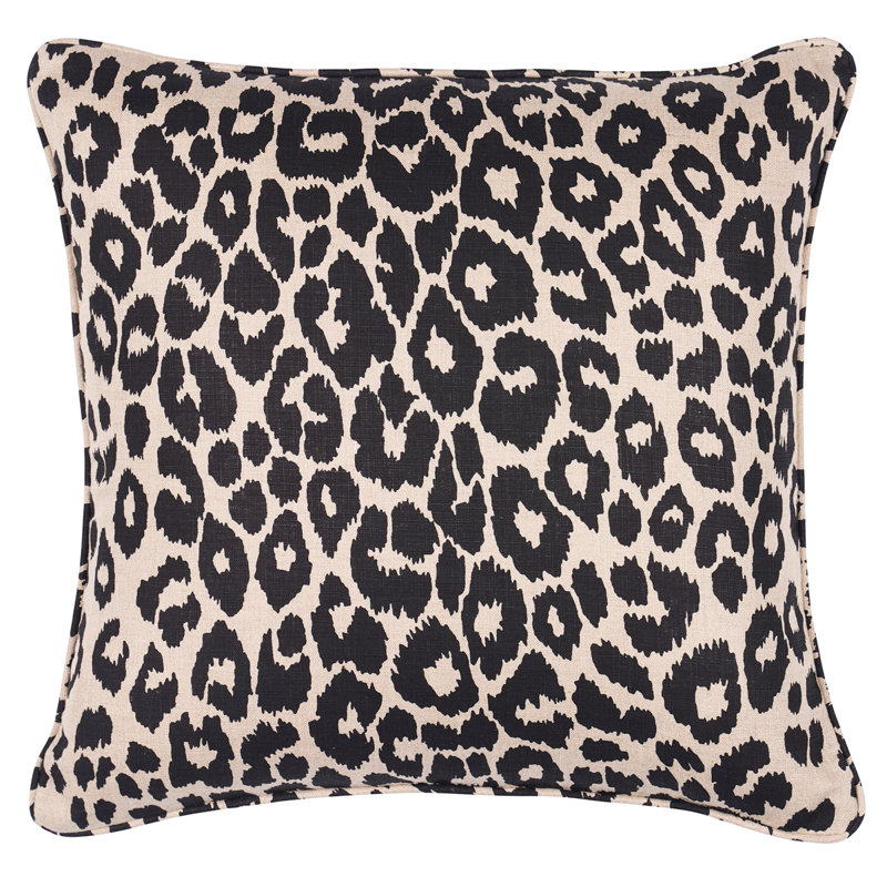 Iconic Leopard Pillow, 18" x 18", Ebony/Natural