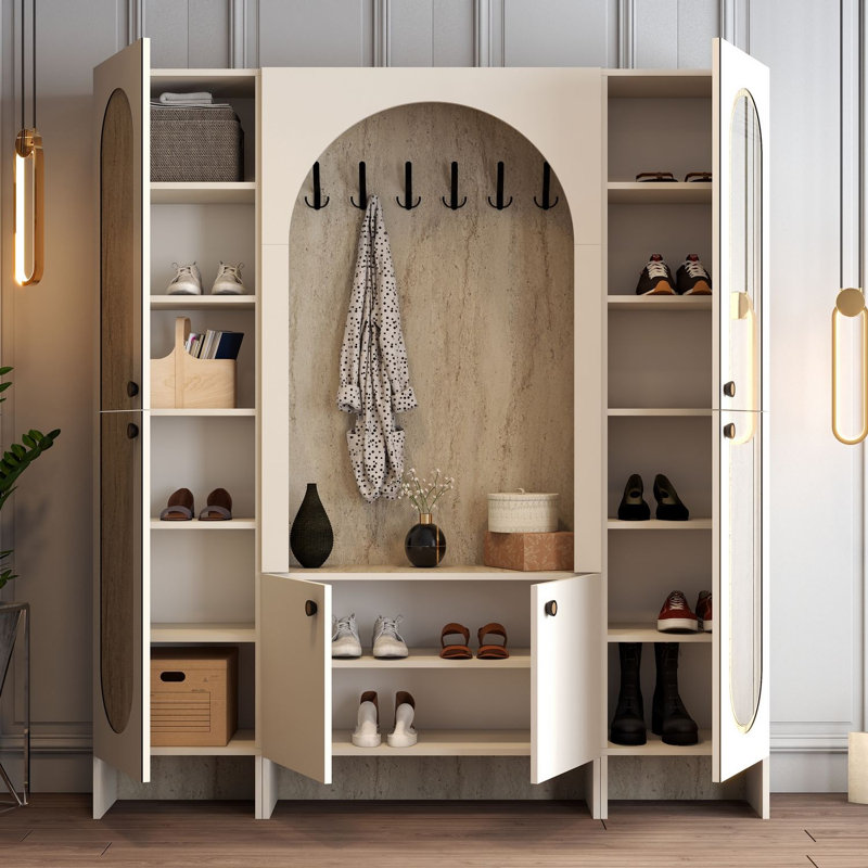 Almendarez Hall Stand, Cream/Travertine