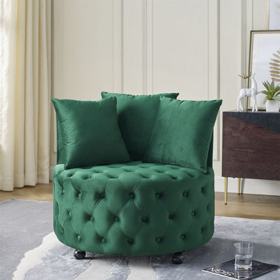Chaise pivotante rembourrée et capitonnée en velours