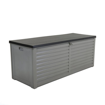 Charles Bentley 143.5cm W 390L Water Resistant Plastic Lockable Deck Box in Grey/Black