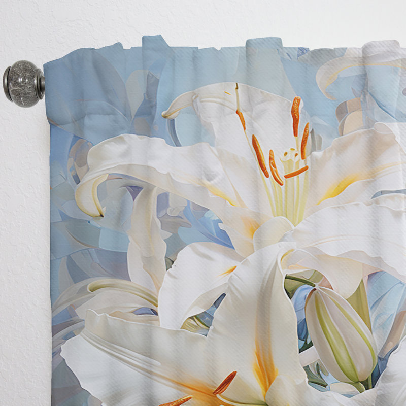 Beige And Yellow Pure Lily Beauty Whispers I - Lilies Floral Room Darkening Curtain - 1 Panels, 52" W x 84" L