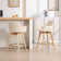 Lovetro Swivel Full Back Arms Upholstered 25.8"H Counter Stool with Solid Rubberwood Frame and Gold Footrest