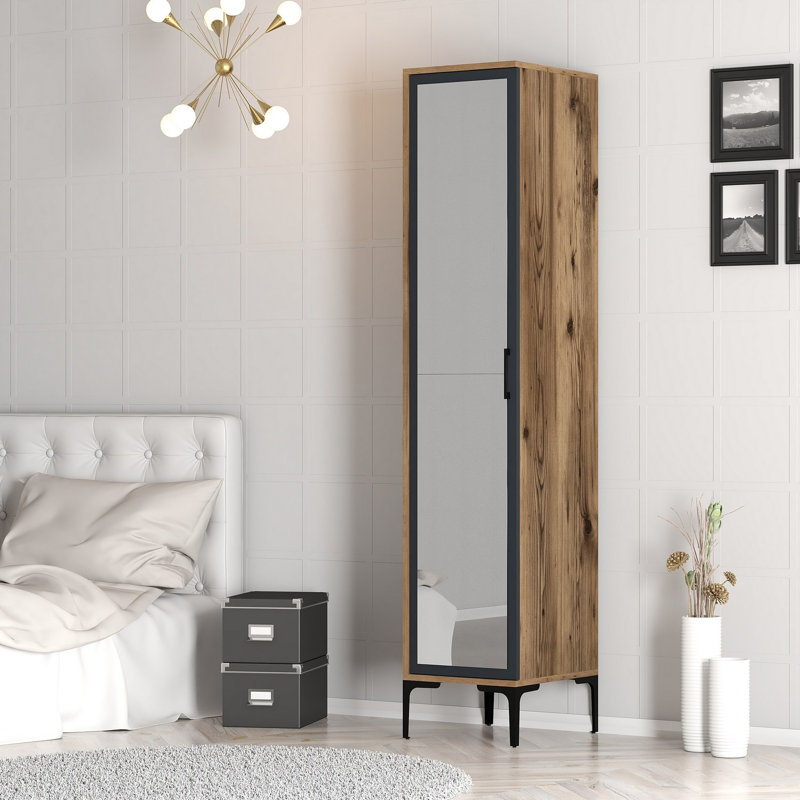 Berend 1 Door Manufactured Wood Wardrobe, Walnut/Anthracite