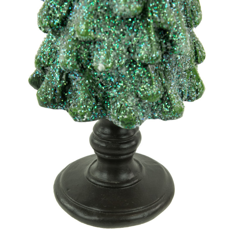Décoration d'arbre de Noël vert scintillant avec cardinaux rouges, H 11 po x l 3,5 po x P 3,5 po