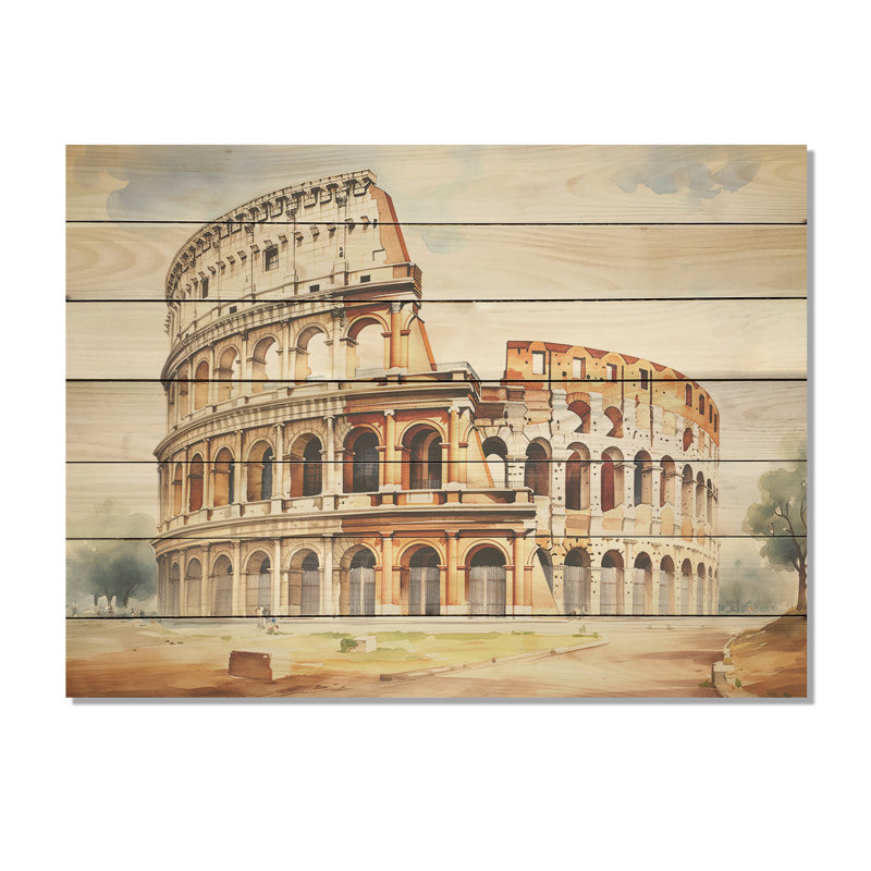 Italie, Colisée romain IV - Italie sur bois, H 30 po x l 40 po