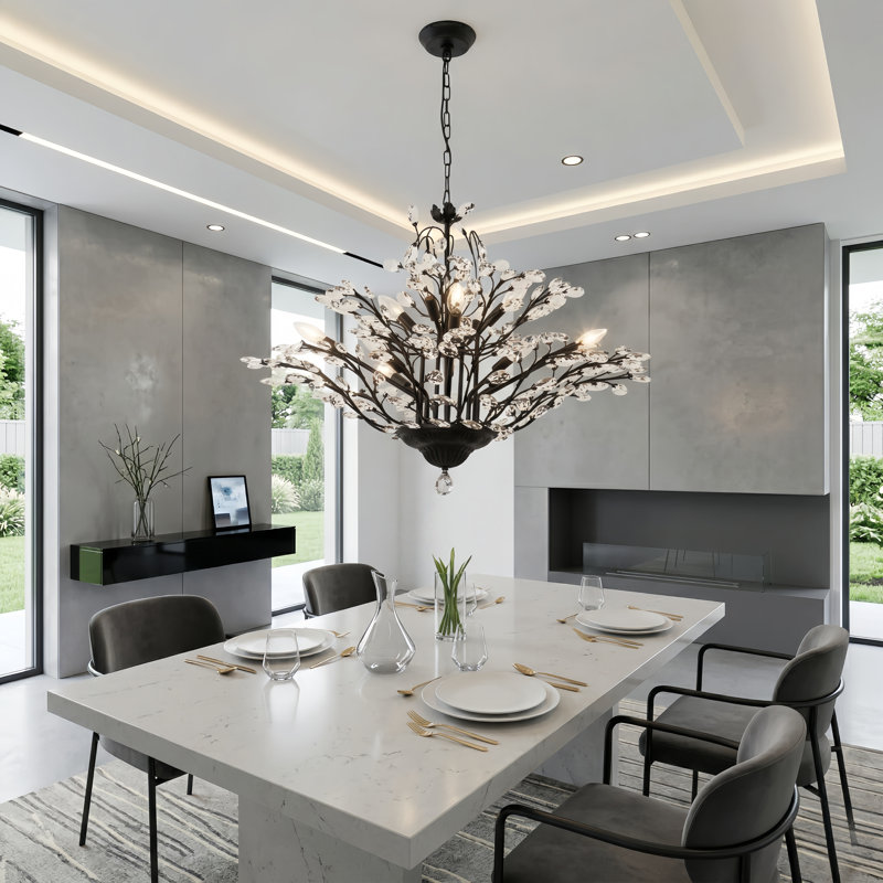 Darcey 12-Light Dimmable Empire Chandelier, Matte Black