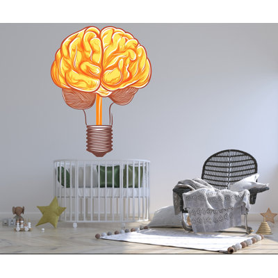 Brain Light Bulb Wall Decal, Science Wall Sticker, Creative Mind Wall Art, Study Room Decor, Classroom Mural, Modern Learning Decor, 163Gm