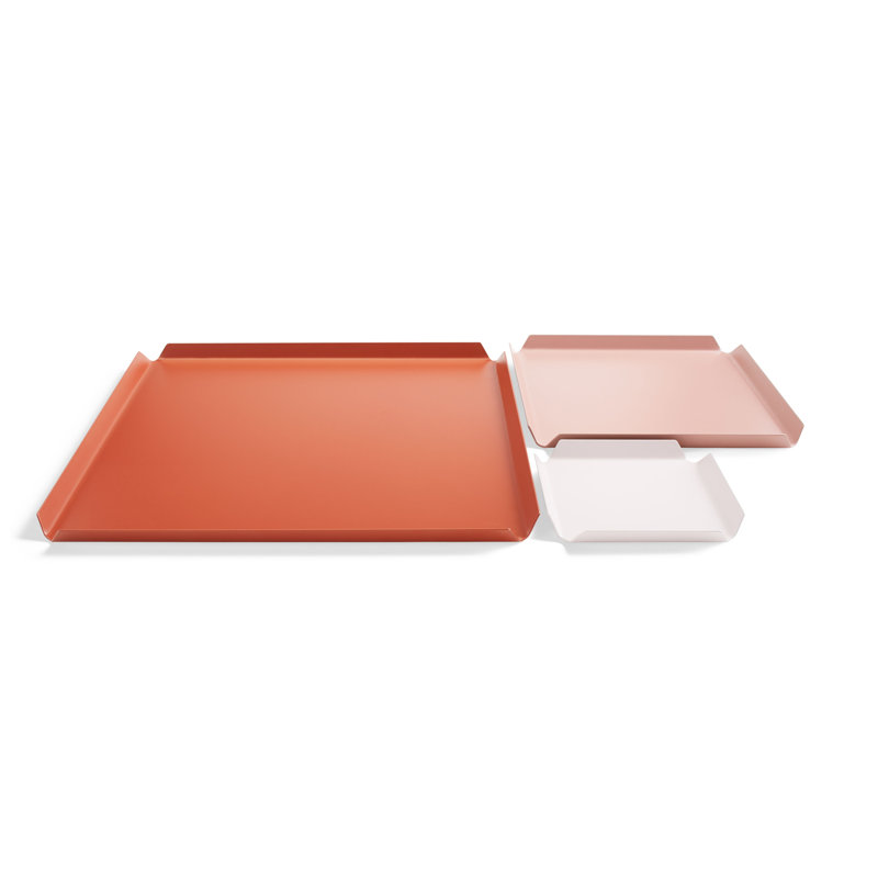 Powder Coated Steel Decorative Tray, Orange/Pink/White