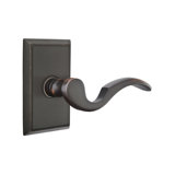 Cortina Wave/Drop Privacy (Bed & Bath) Door Lever with Rectangle Rosette