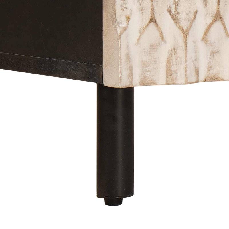 40cm W Solid Wood Bedside Table, White