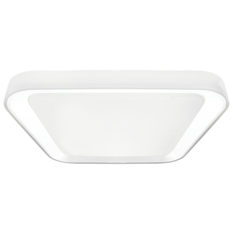 Quadro Plastic LED Flush Mount, White, 8cm H x 50 cm W x 50 cm D