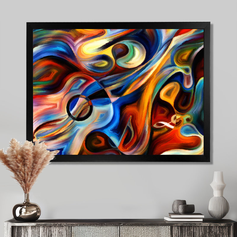 «Music», reproduction d'art sur toile abstraite, H 30 po x l 40 po, Impression encadrée, Noir