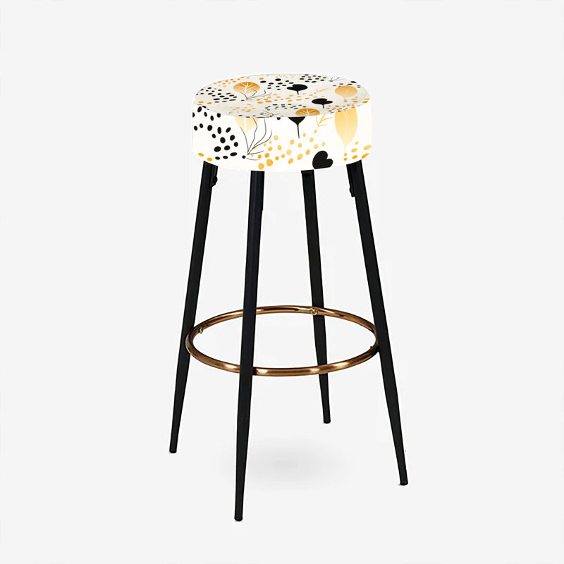 Beige And Black Cheetah Print Simplicity I - Geometric Bar Stools Set Of 2