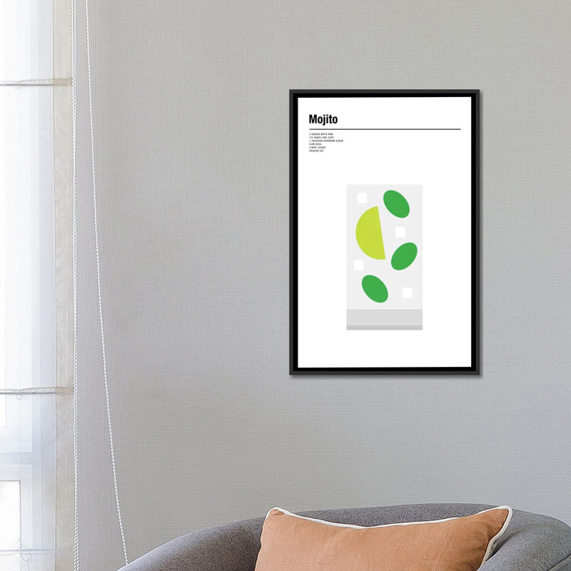 « mojito », impression sur toile, H 26 po x l 18 po x P 1,5 po, Toile avec cadre noir, Pas de tapis
