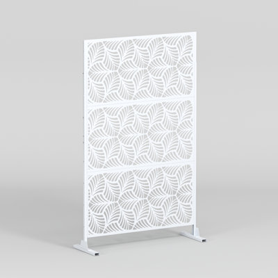 72" Modern Metal Privacy Screen With Palm Style Pattern - Indoor/Outdoor Divider Panel