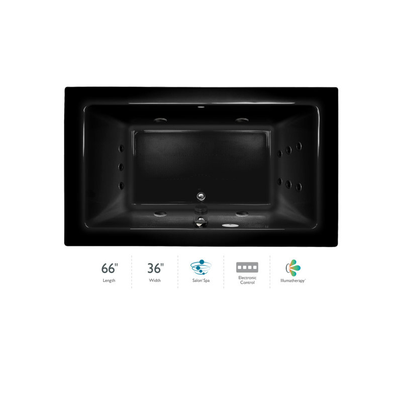 Sia® 66" x 36" Drop In Combination Bathtub, Black