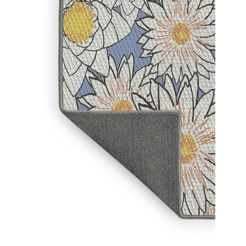 Tapis à tisser jaune/blanc/bleu, Rectangle 8 pi x 12 pi