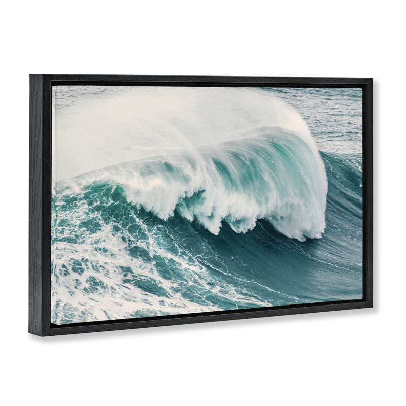 Grande toile flottante encadrée Wave par Nataly White, Cadre flottant noir de jais, H 21 po x l 31 po