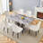 63" Modern Gray Dining Table Set With PU Leather Chairs, U-Shaped MDF Base-116446671-116446672