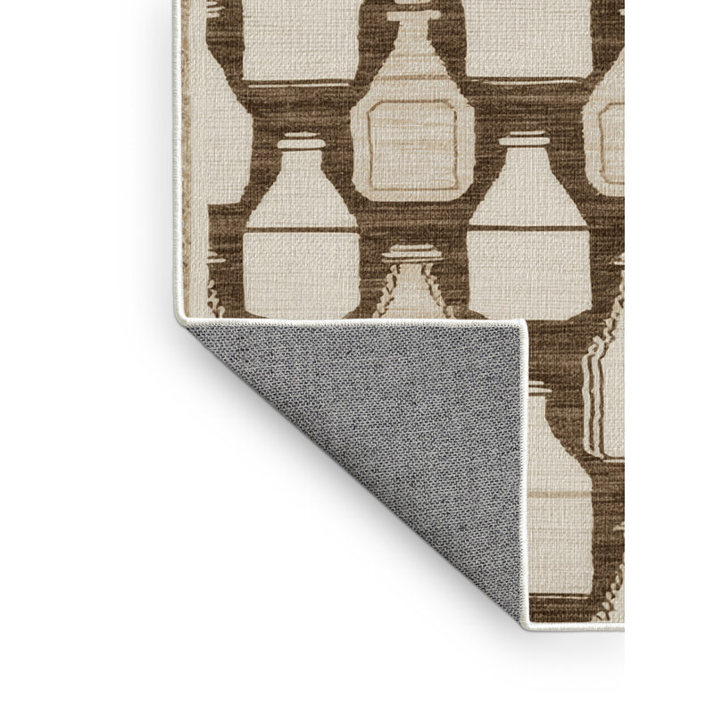 Washable Milk Bottles Farm Area Rug, Square 5'
