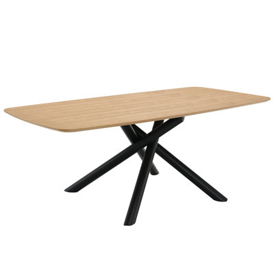 Lawton Rectangular Dining Table In Natural And Black