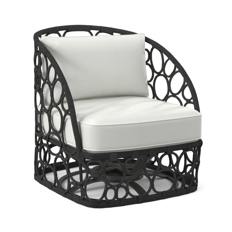 Bali Swivel Patio Chair with Cushions, White Vinyl 6503-000, Lava