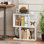 1 table d'appoint à 3 niveaux avec bibliothèque géométrique et tablette de rangement ouverte