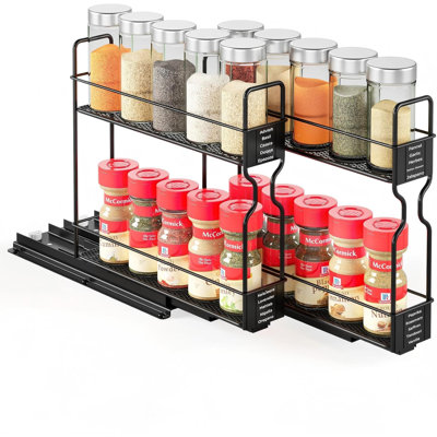 Pull Out Spice Rack Organizer For Cabinet,2 Drawers 2-Tier
