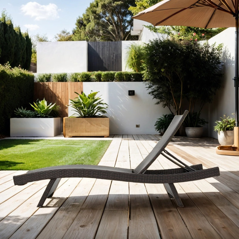 Anonda Outdoor Wicker Chaise Lounge