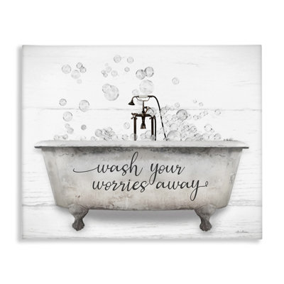 Wash Worries Away Tub Bubbles Canvas Wall Art by Lori Deiter