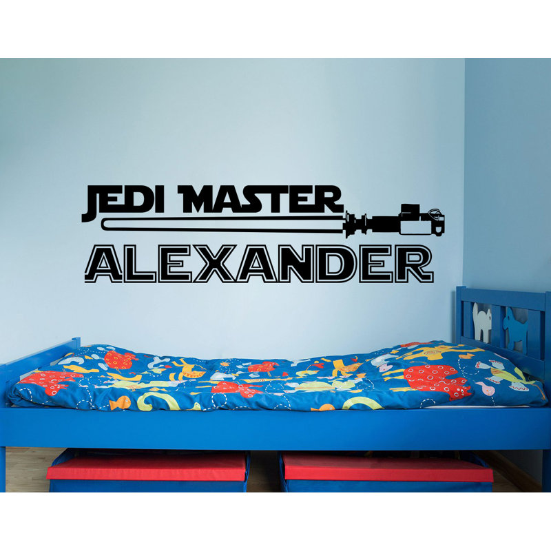 Décalcomanie murale nom personnalisé jedi master, Bleu