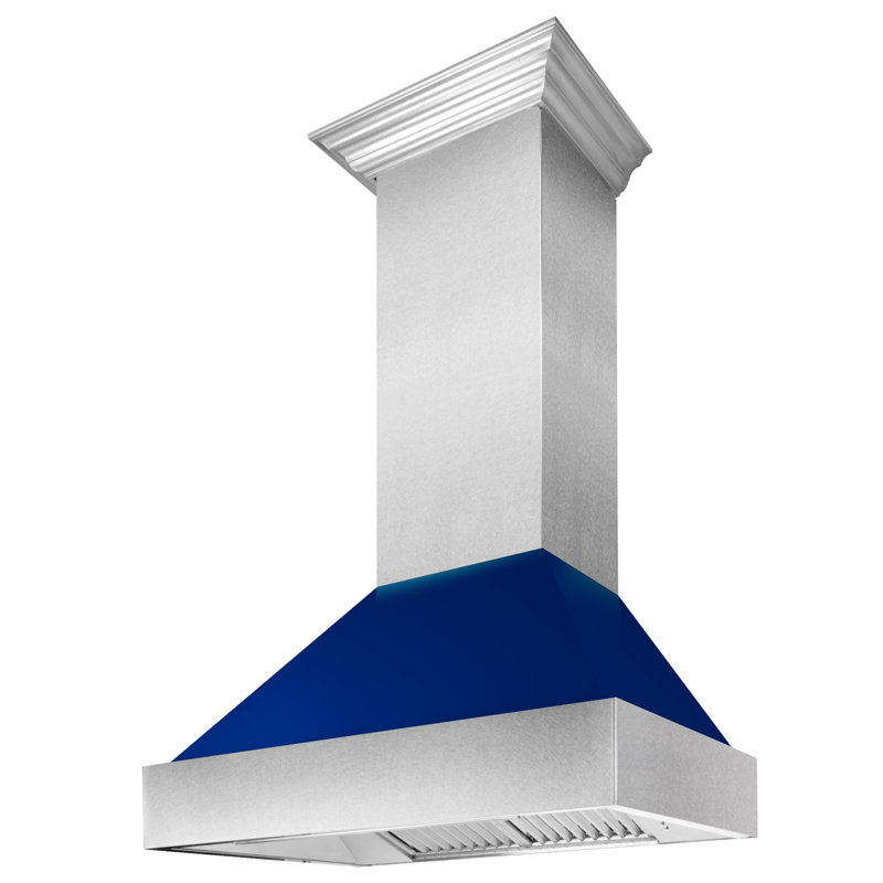 48" Fingerprint Resistant Stainless Steel Range Hood with Fingerprint Resistant Shell (8654SN-48), Blue Gloss