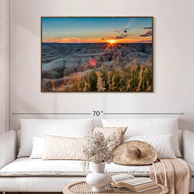Parc national Badlands, 46 po x 31 po, Cadre flottant noyer