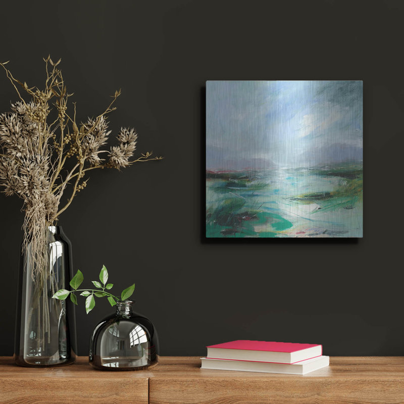 Art mural luxueux «Hills On The Water» par Lesley Birch, 12 po x 12 po, H 12 po x l 12 po