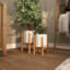 Ensemble de 2 pots de fleurs d'intérieur et d'extérieur blancs avec support en bois amovible-1067908746