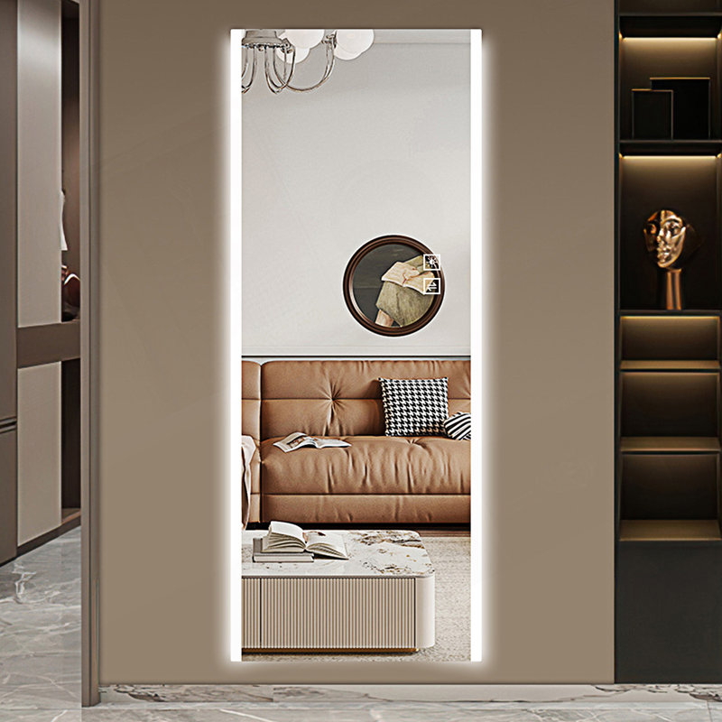  Miroir à DEL, miroir pleine grandeur sans cadre, miroir mural avec lumière tricolore changeante